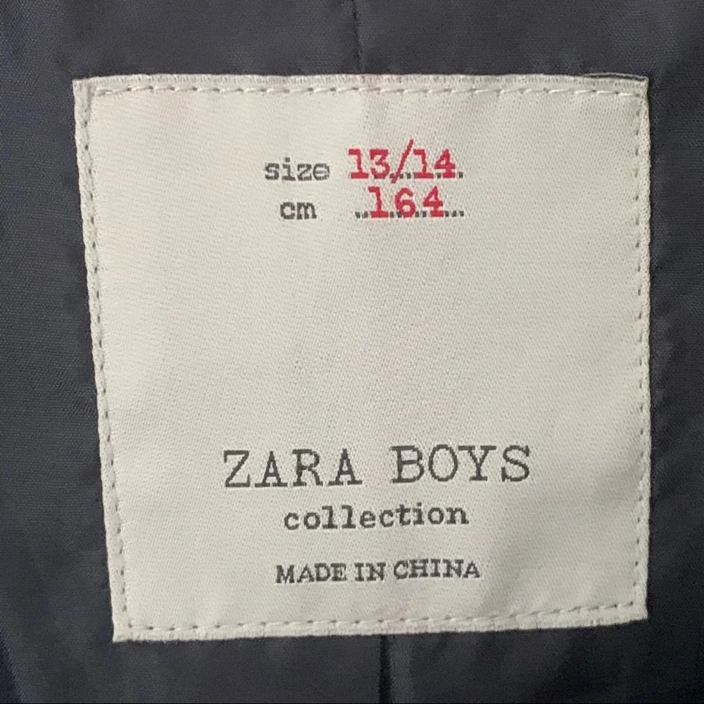 New ZARA Boys Blazer Blue Tailored Fit Wool Blend Traditional Holiday Size 13/14 - Picture 2 of 13